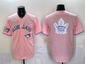 Toronto Blue Jays & Leafs With White JEROMEN Leafs Logo Pink 50 Seasons Patch Stitched Jersey