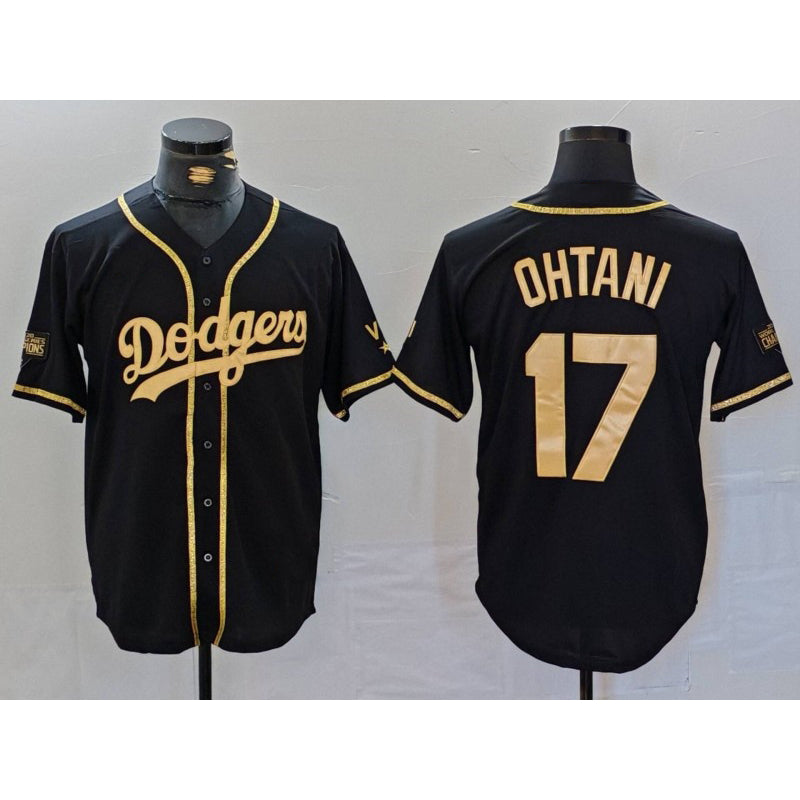 Los Angeles Dodgers #17 Shohei Ohtani Black Gold JEROMEN World Series Champions Cool Base Stitched Jersey