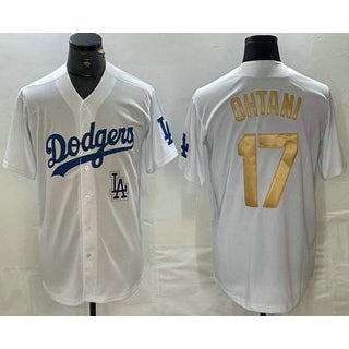 Los Angeles Dodgers #17 Shohei Ohtani White Gold JEROMEN Stitched Cool Base Jersey 2