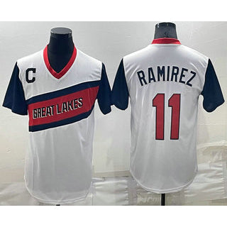 Cleveland Indians #11 Jose Ramirez White JEROMEN 2021 Little League Classic Stitched Jersey