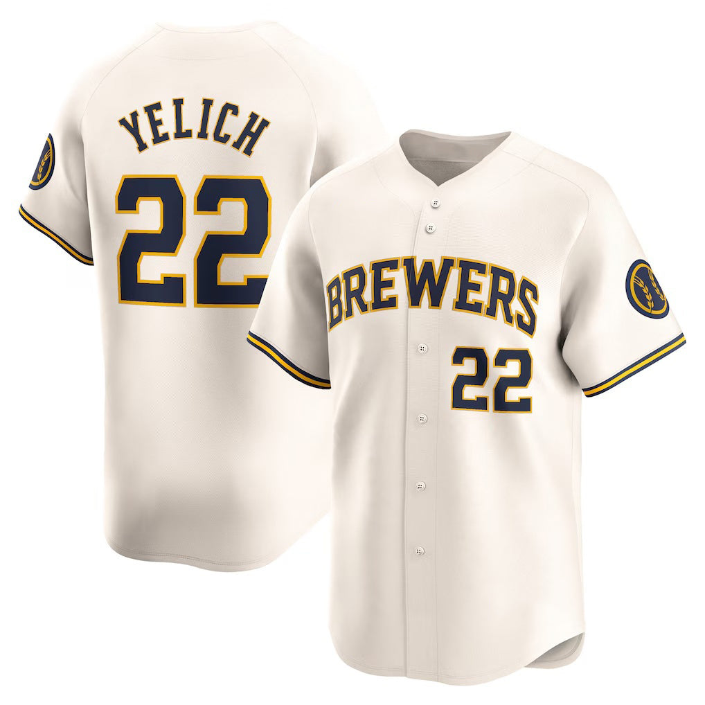 Milwaukee Brewers #22 Christian Yelich Cream JEROMEN Home Limited Player Jersey