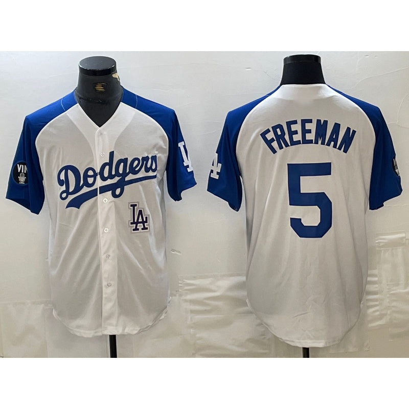 Los Angeles Dodgers #5 Freddie Freeman White Blue JEROMEN Fashion Stitched Cool Base Limited Jersey 2