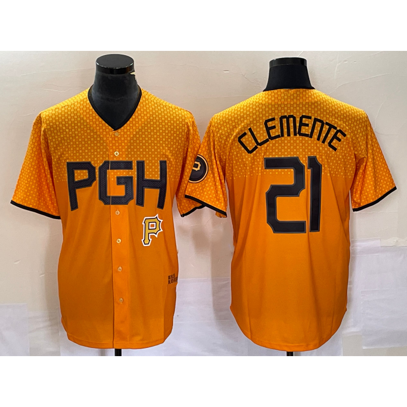 Pittsburgh Pirates #21 Roberto Clemente Gold JEROMEN 2023 City Connect Stitched Jersey