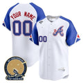 Custom Atlanta Braves Hank Aaron 715th Home Run Patch Vapor Premier Limited Jersey V2 ¨C White 2 JEROMEN