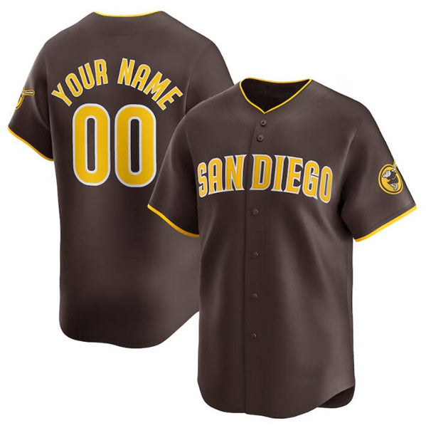 Custom San Diego Padres Brown JEROMEN 2024 Away Limited Stitched Jersey