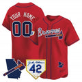 Custom Atlanta Braves 2024 Robinson & Georgia Patch Vapor Premier Limited Jersey ¨C Red JEROMEN