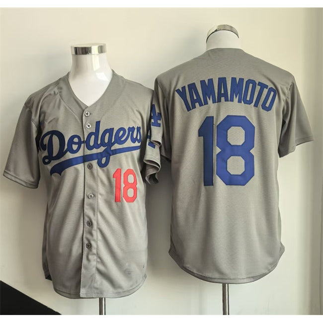 Los Angeles Dodgers #18 Yoshinobu Yamamoto Gray JEROMEN Cool Base Stitched Jersey