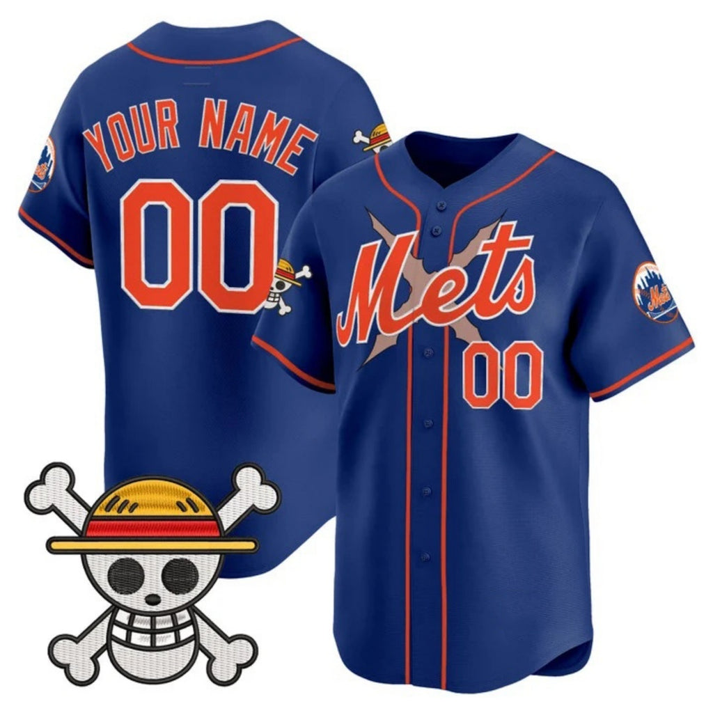 Custom New York Mets x One Piece Royal JEROMEN Vapor Premier Limited Jersey - Stitched