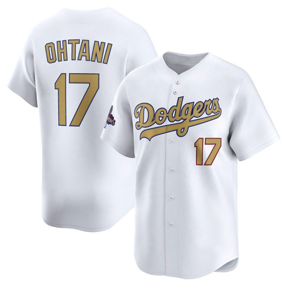 Los Angeles Dodgers #17 Shohei Ohtani White JEROMEN 2025 Gold Collection Limited Stitched Jersey