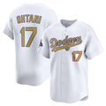 Los Angeles Dodgers #17 Shohei Ohtani White JEROMEN 2025 Gold Collection Limited Stitched Jersey
