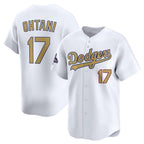 Los Angeles Dodgers #17 Shohei Ohtani White JEROMEN 2025 Gold Collection Limited Stitched Jersey