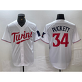 Minnesota Twins #34 Kirby Puckett White Red JEROMEN Stitched Cool Base Jersey