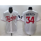 Minnesota Twins #34 Kirby Puckett White Red JEROMEN Stitched Cool Base Jersey