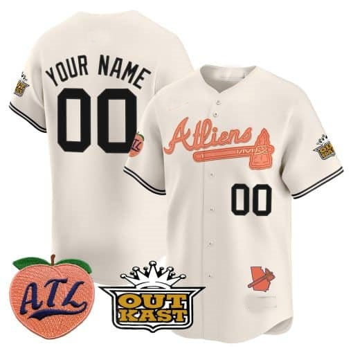 Custom Atlanta Braves Atliens & Peach Vapor Premier Limited Jersey ¨CCream JEROMEN