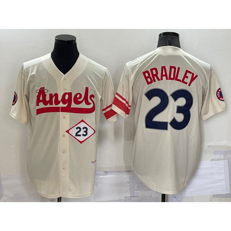 Los Angeles Angels #23 Archie Bradley Number Cream JEROMEN 2022 City Connect Cool Base Stitched Jersey