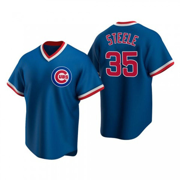 Chicago Cubs #35 Justin Steele Royal JEROMEN Pullover Cooperstown Jersey