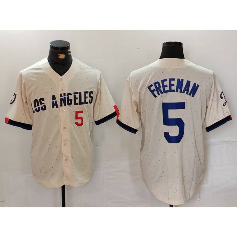 Los Angeles Dodgers #5 Freddie Freeman Number Cream JEROMEN 2024 City Connect Limited Stitched Jersey 2