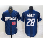 Detroit Tigers #28 Javier Baez Number 2024 Navy JEROMEN City Connect Cool Base Limited Stitched Jersey