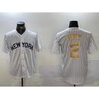 New York Yankees #2 Derek Jeter White JEROMEN Pinstripe Fashion Cool Base Jersey 2