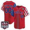 Custom Texas Rangers America 250 Edition Vapor Premier Limited Red JEROMEN Stitched Jerseys
