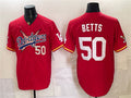 Los Angeles Dodgers x One Piece #50 Mookie Betts Red JEROMEN Vapor Premier Limited Stitched Jersey