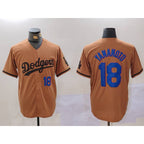 Los Angeles Dodgers #18 Yoshinobu Yamamoto Number Olive JEROMEN Cool Base Limited Stitched Jerseys