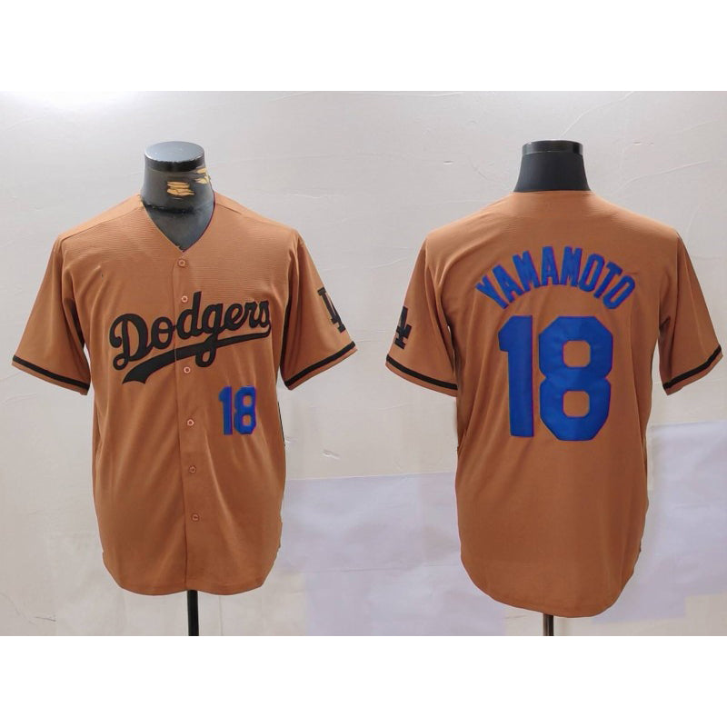 Los Angeles Dodgers #18 Yoshinobu Yamamoto Number Olive JEROMEN Cool Base Limited Stitched Jerseys