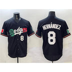 Los Angeles Dodgers #8 Enrique Hernandez Black JEROMEN Mexico Flag Limited Stitched Jersey