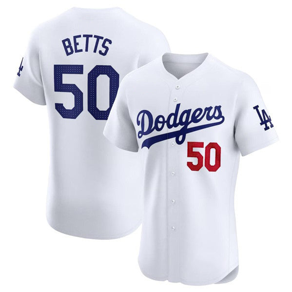 Los Angeles Dodgers #50 Mookie Betts White JEROMEN Home Elite Stitched Jersey