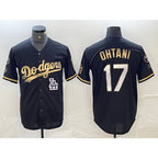 Los Angeles Dodgers #17 Shohei Ohtani Black Gold JEROMEN Stitched Cool Base Jersey 2
