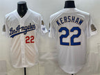 Los Angeles Dodgers #22 Clayton Kershaw White JEROMEN 2026 Gold Collection 9x & B2B Champs Patch Stitched Jersey