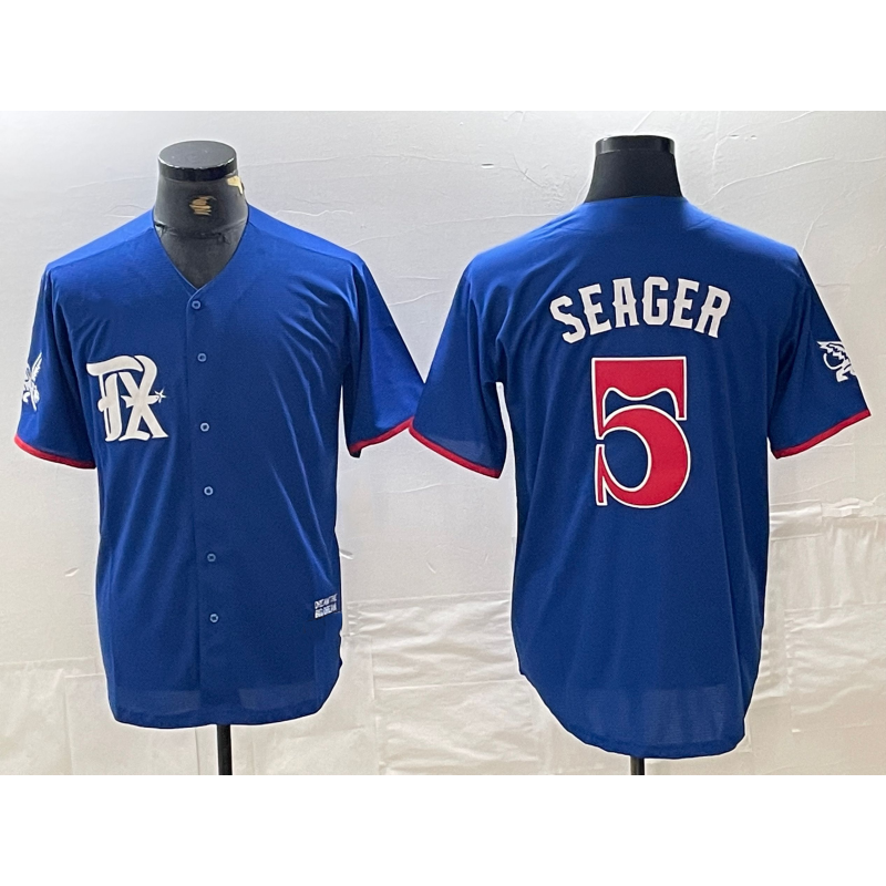 Texas Rangers #5 Corey Seager Royal Blue JEROMEN 2023 City Connect Stitched Jersey