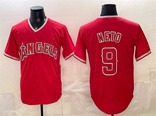 Los Angeles Angels #9 Zach Neto Red JEROMEN Stitched Jersey