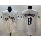 Los Angeles Dodgers #8 Enrique Hern¨¢ndez White JEROMEN Mexico 2025 LA Gothic Style With Fernando Patch Vapor Premier Limited Stitched Jersey