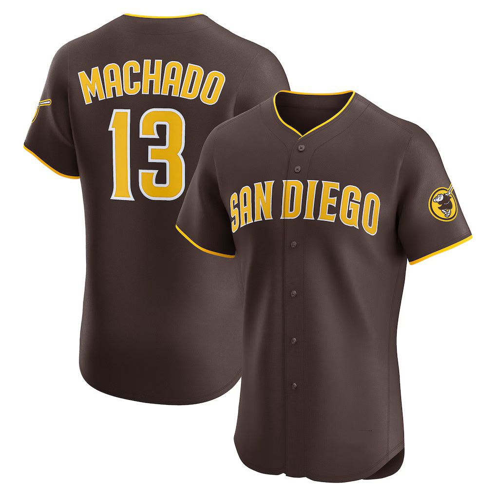San Diego Padres #13 Manny Machado Brown JEROMEN Road Elite Jersey