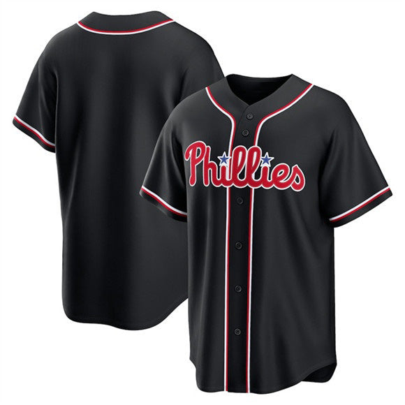 Philadelphia Phillies Blank Fashion Black JEROMEN Out Stitched Jersey