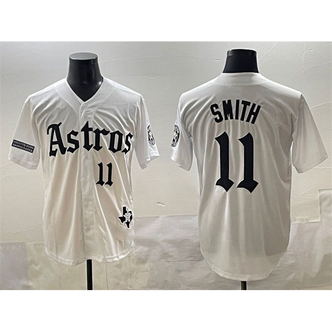 Houston Astros #11 Cam Smith White JEROMEN Gothic 'Houston Born Barrio Raised' Limited Stitched Jersey