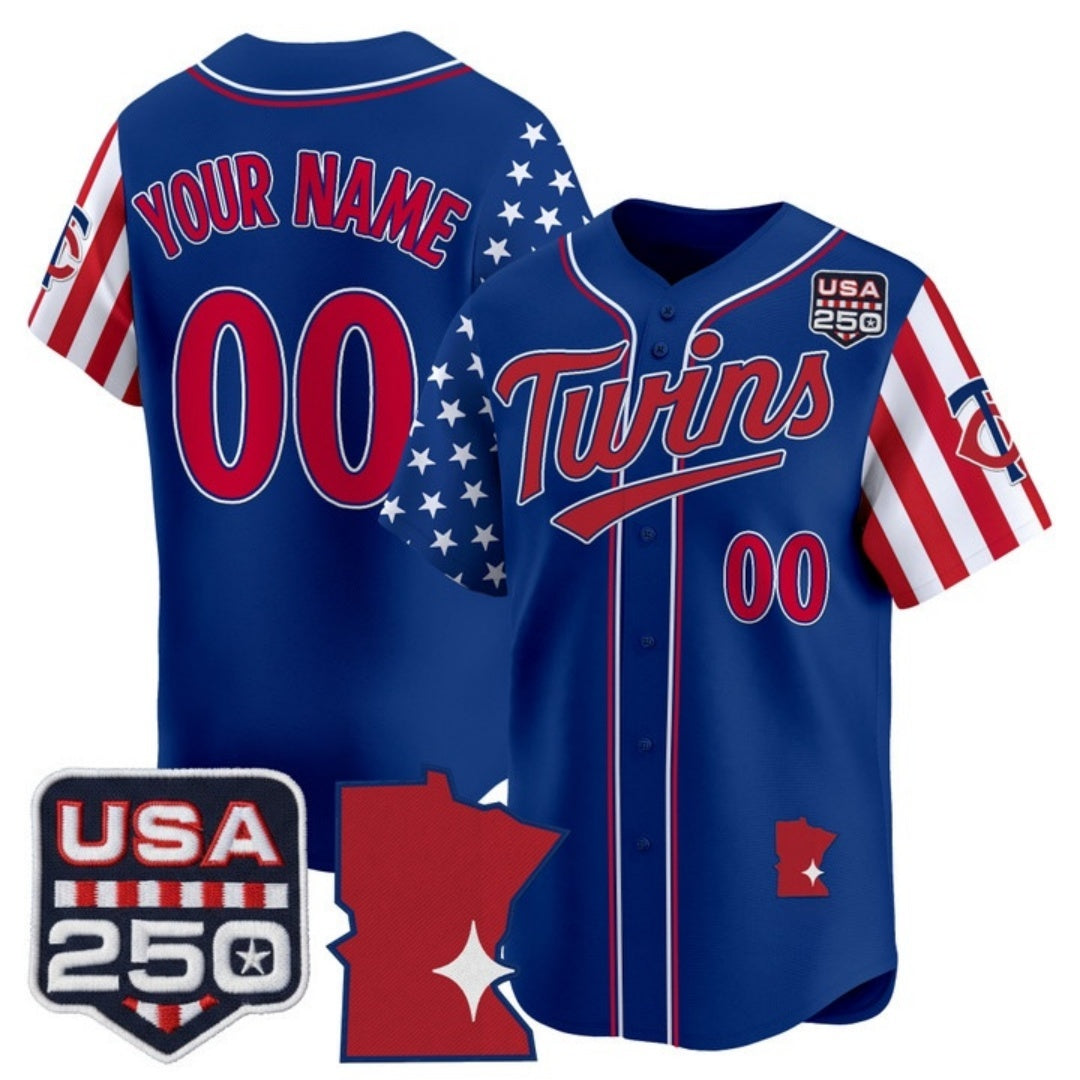 Custom Minnesota Twins America 250 Edition Vapor Premier Limited Royal JEROMEN Stitched Jerseys