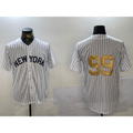 New York Yankees #99 Aaron Judge White JEROMEN Pinstripe Without Name Fashion Cool Base Jersey 2