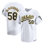 Oakland Athletics #58 Paul Blackburn White JEROMEN Home Limited Stitched Jersey