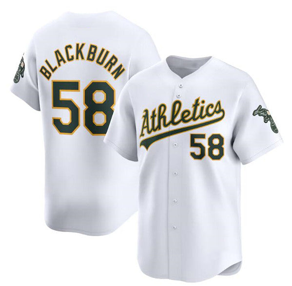 Oakland Athletics #58 Paul Blackburn White JEROMEN Home Limited Stitched Jersey