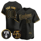 Custom Los Angeles Dodgers Vin Patch & Kobe Bryant Signature Vapor Premier Limited Jersey ¨C Black JEROMEN