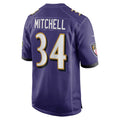 B.Ravens #34 Keaton Mitchell Purple JEROMEN Game Jersey