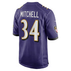 B.Ravens #34 Keaton Mitchell Purple JEROMEN Game Jersey