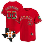 Custom Houston Astros Mexico Texas Patch Vapor Premier Limited Jersey ¨CRed JEROMEN