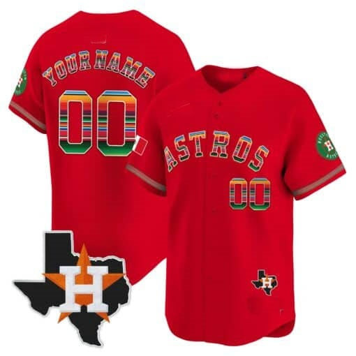 Custom Houston Astros Mexico Texas Patch Vapor Premier Limited Jersey ¨CRed JEROMEN