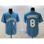 Los Angeles Dodgers #8 Enrique Hern¨¢ndez Light Blue JEROMEN Limited Stitched Jersey