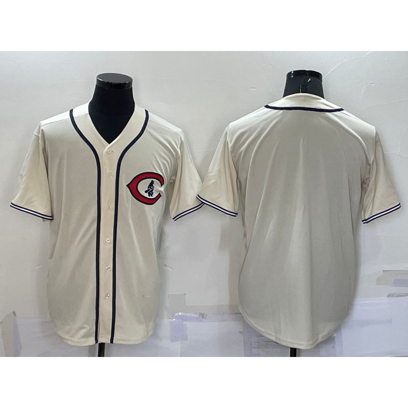 Chicago Cubs Blank Cream JEROMEN Turn Back the Clock Stitched Cooperstown Collection Jersey