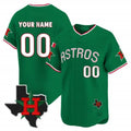 Custom Houston Astros Mexico Texas Patch Vapor Premier Limited Jersey V3 ¨C Green JEROMEN