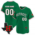 Custom Houston Astros Mexico Texas Patch Vapor Premier Limited Jersey V3 ¨C Green JEROMEN